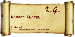 Kemmer György névjegykártya