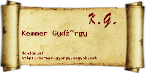 Kemmer György névjegykártya